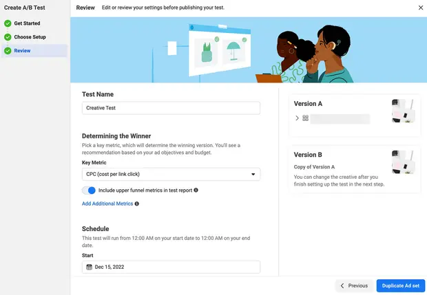 Facebook: Ad test results